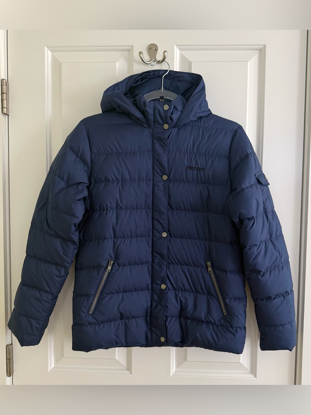 Marmot Girls Navy Hooded Down Puffer Jacket Size XL